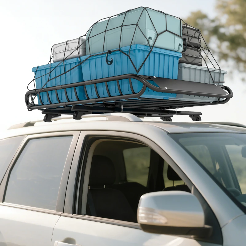 SPORTNOW Bagageiro de Teto Universal com Defletor até 150 kg 116x92x11,5 cm para SUVs e Picapes Preto