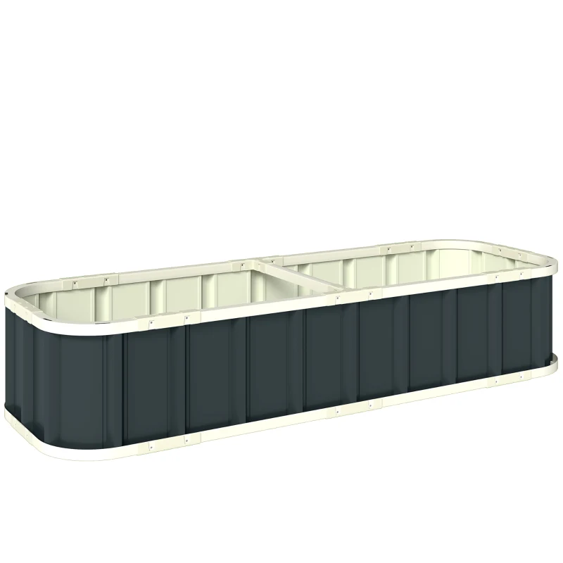 Outsunny Galvanised Raised Garden Bed, 5 x 2 x 1 ft Metal Planter with Gloves and Folded Edging, Dark Grey