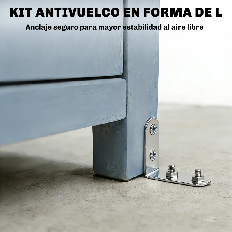 Outsunny Armario de Exterior de Madera con Techo Inclinado Asfalto 2 Puertas con Pestillo Estante y Ganchos 85x54x170 cm Gris