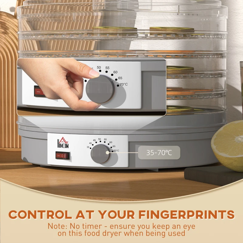 HOMCOM 5-warstwowa suszarka do żywności, 245W, z regulacją temperatury, szara