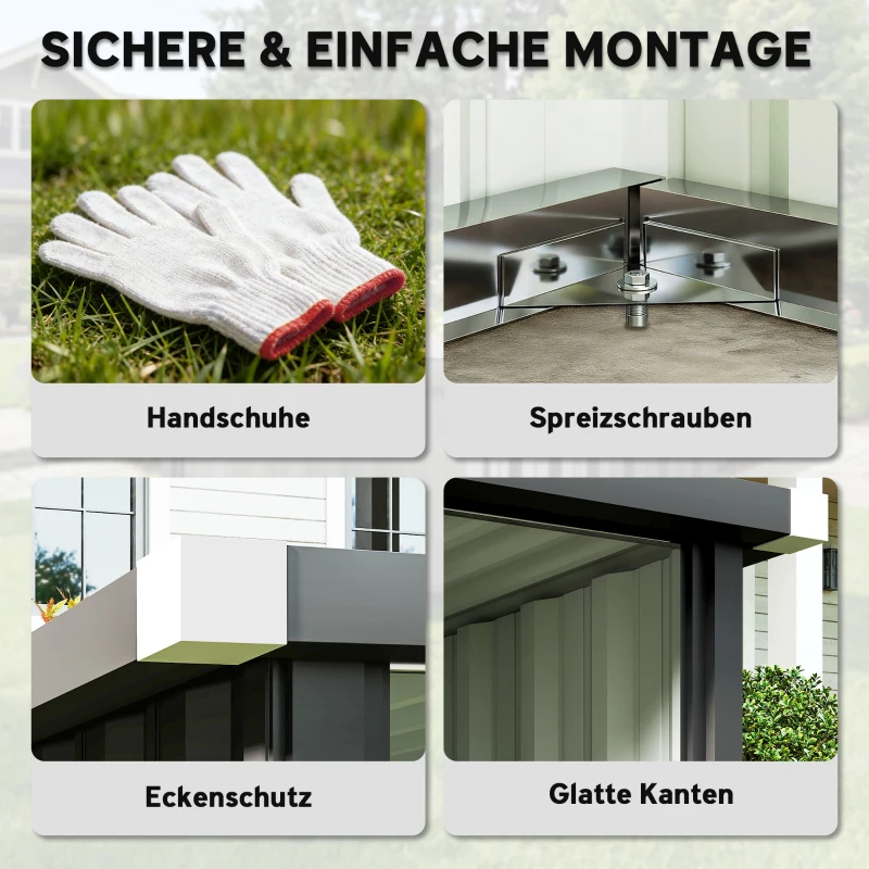 Outsunny Mähroboter Garage Stahl 108 x 86 x 62,5 cm Rasenroboter Garage mit Pultdach Schutzkante Verzinkte Stahl