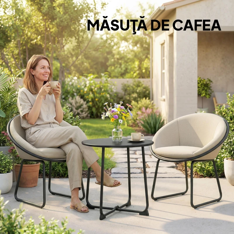 Outsunny Masă de Cafea Măsuță joasă din fier