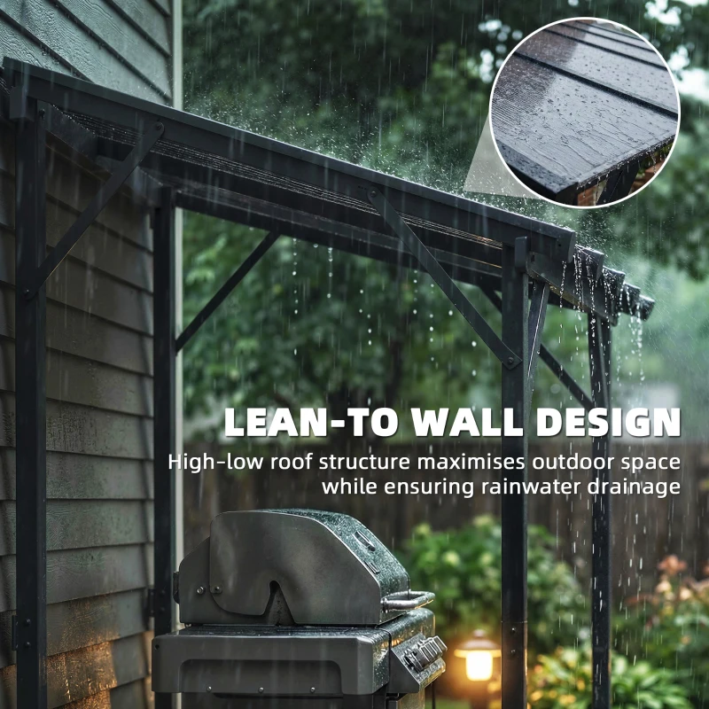 Outsunny Pawilon Grillowy 2,44 x 1,48 m z Pochyłym Dachem, Altana Ogrodowa z Ochroną UV 50+, Ciemnoszary