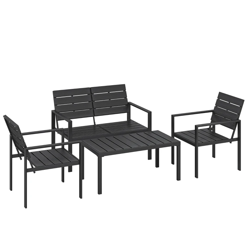 Outsunny Set Mobilier de Grădină cu Canapea, Fotolii și Măsuță, Ideal pentru Exterior