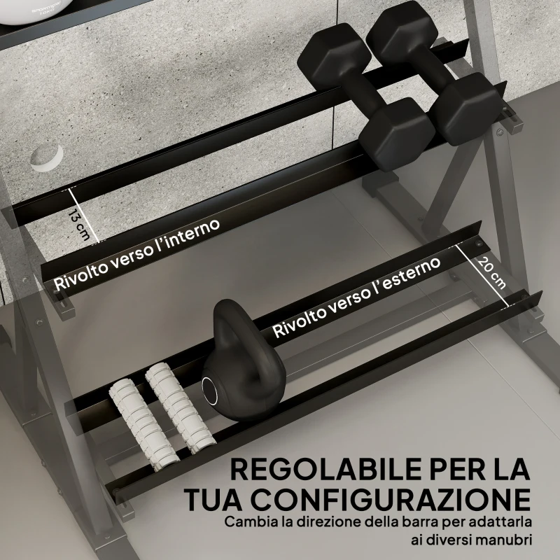 SPORTNOW Porta Pesi, Rastrelliera Manubri Regolabile a 3 Livelli, Acciaio, Nero