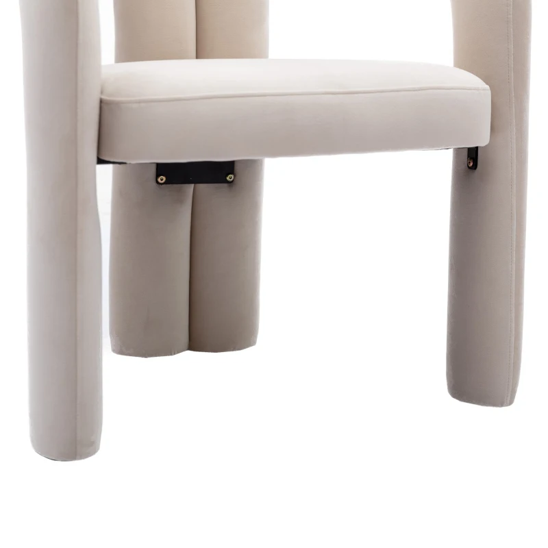 Lot de 2 chaises de salle à manger en velours, chaises décoratives rembourrées, 64x50,5x71 cm, Beige