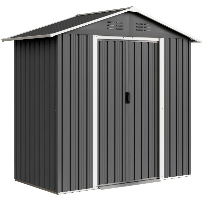 Outsunny 6.5 x 3.5ft Metal Garden Storage Shed - Dark Grey