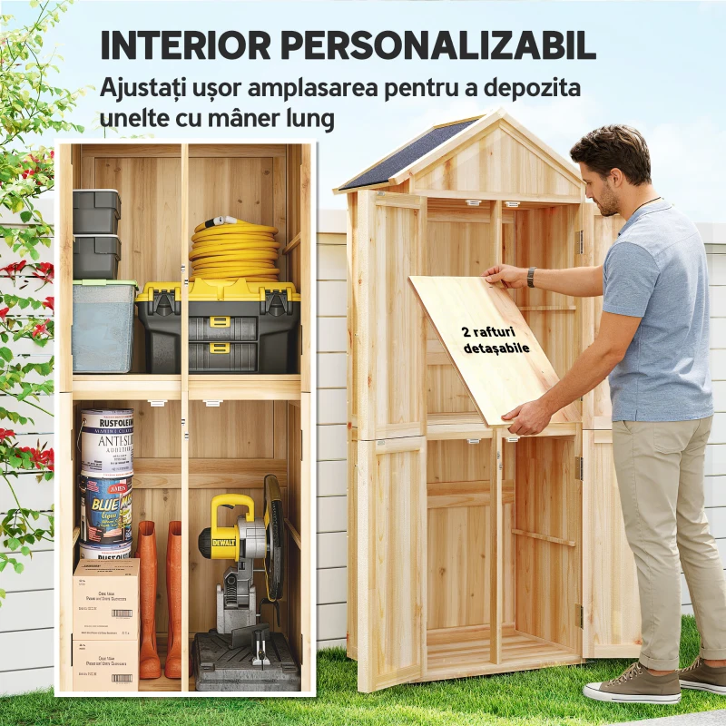 Outsunny Dulap de Exterior pentru Unelte cu Rafturi Detașabile