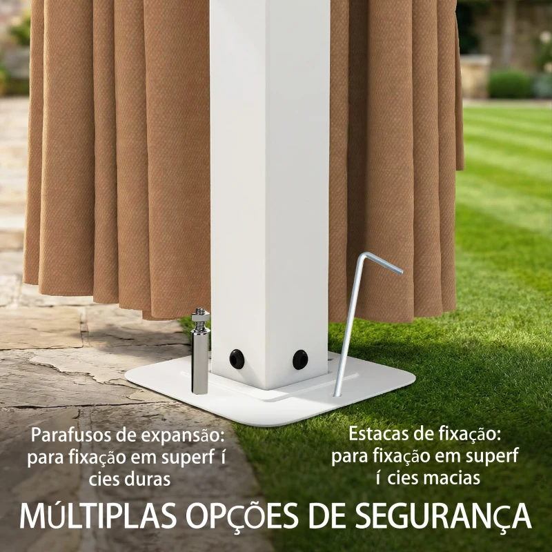 Outsunny Carpa para Jardim 3x4 m com Telhado Ventilado, 4 Painéis e 4 Mosquiteiras UPF50+ para Exterior, Terraço Caqui