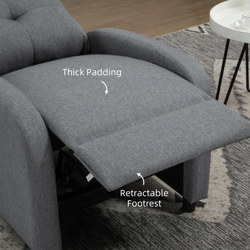 Fotel relaksacyjny z funkcją leżenia, styl lniany, szary