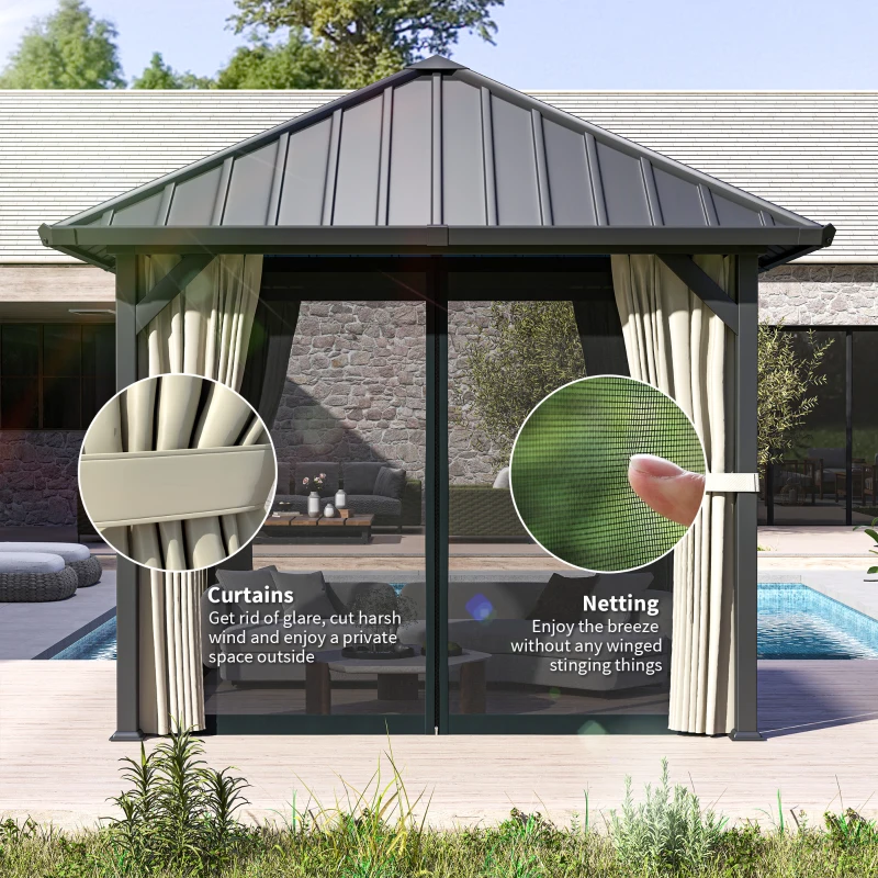 Pawilon ogrodowy 3x3 m, wodoodporny, stabilny, ciemnoszary