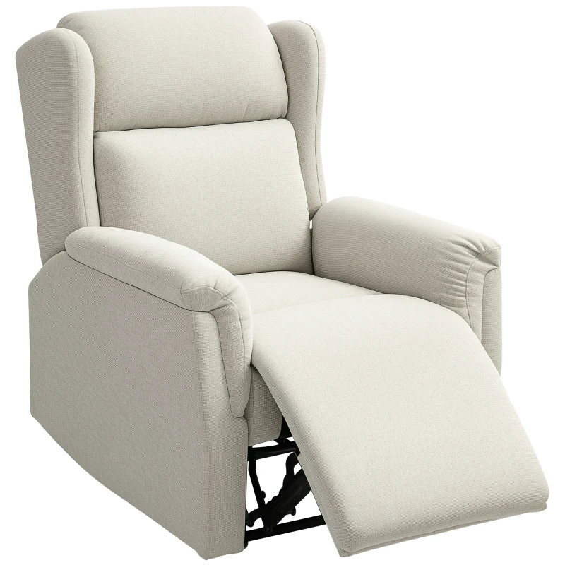 HOMCOM Poltrona Relax con Poggiapiedi e Inclinabile fino a 160°, Sedia Imbottita Regolabile in effetto lino, 80x94x101 cm, Beige