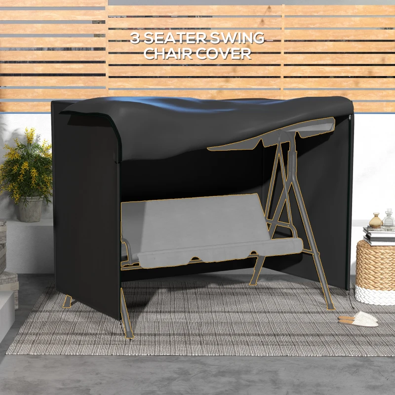 Outsunny 205 x 124cm Three-Seater Swing Chair Protective Cover Black