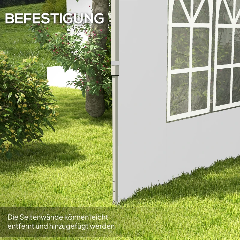 Outsunny 2er-Set Seitenteile für Pavillon 3x3/3x4 m, Seitenwand mit Fenster, wasserdicht Weiß