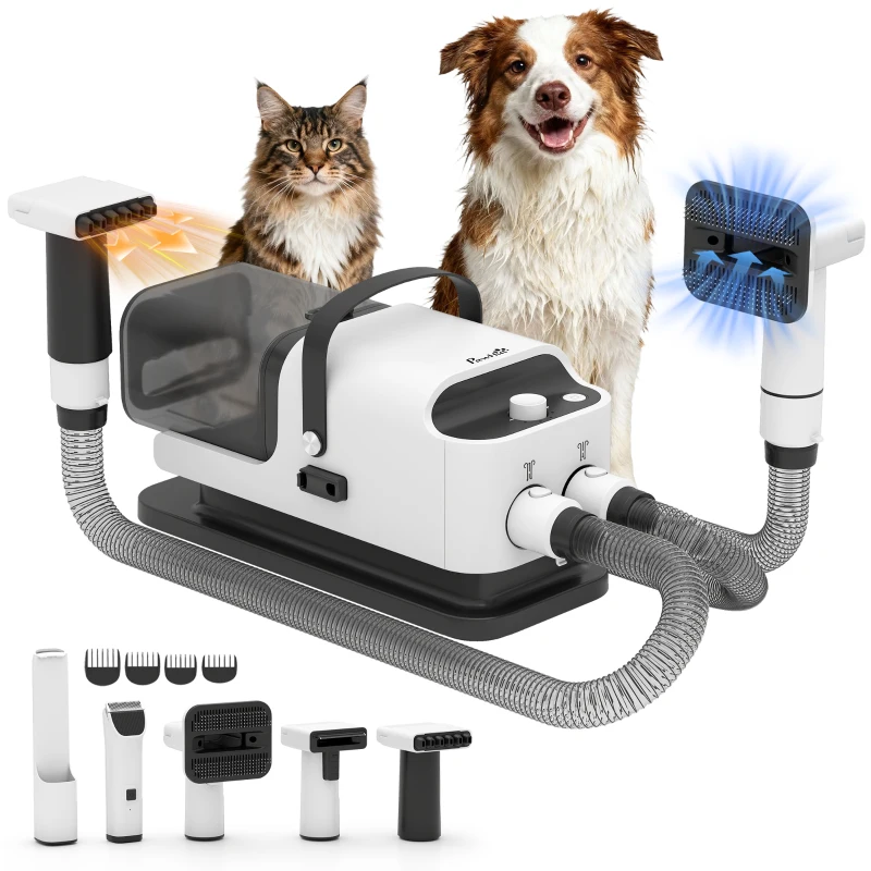 PawHut Asciugatore blower 5 in 1 per cani 600 W con temperatura regolabile, Bianco