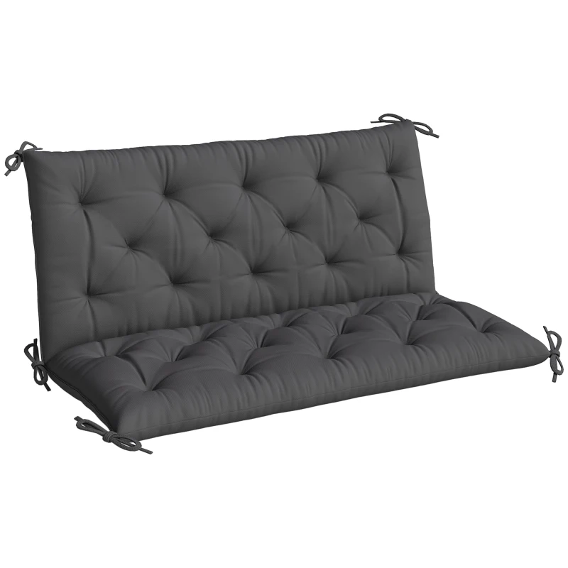 Outsunny Garden Bench Cushion, 2 Seater Swing Chair Cushion, Seat Pad with Ties for Indoor and Outdoor Use, 110 x 120 cm, Black