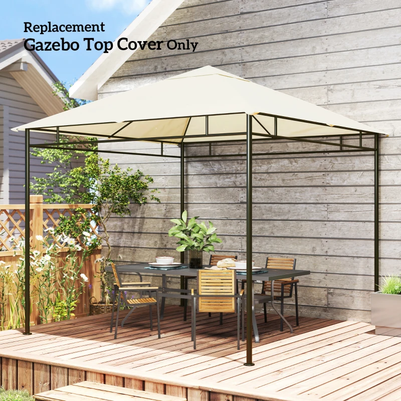 Outsunny Ersatzdach für Pavillon 3x3m wasserabweisend Pavillondach mit 8 Wasserabflusslöcher Cremeweiß