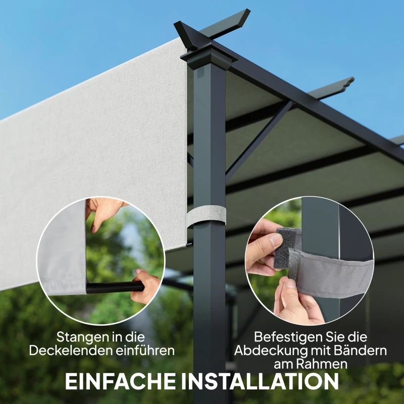 Outsunny Ersatzdach für Pergola mit UV-Schutz, Sonnensegel für Terrassenüberdachung für 3 x 3 m Pavillon, Hellgrau