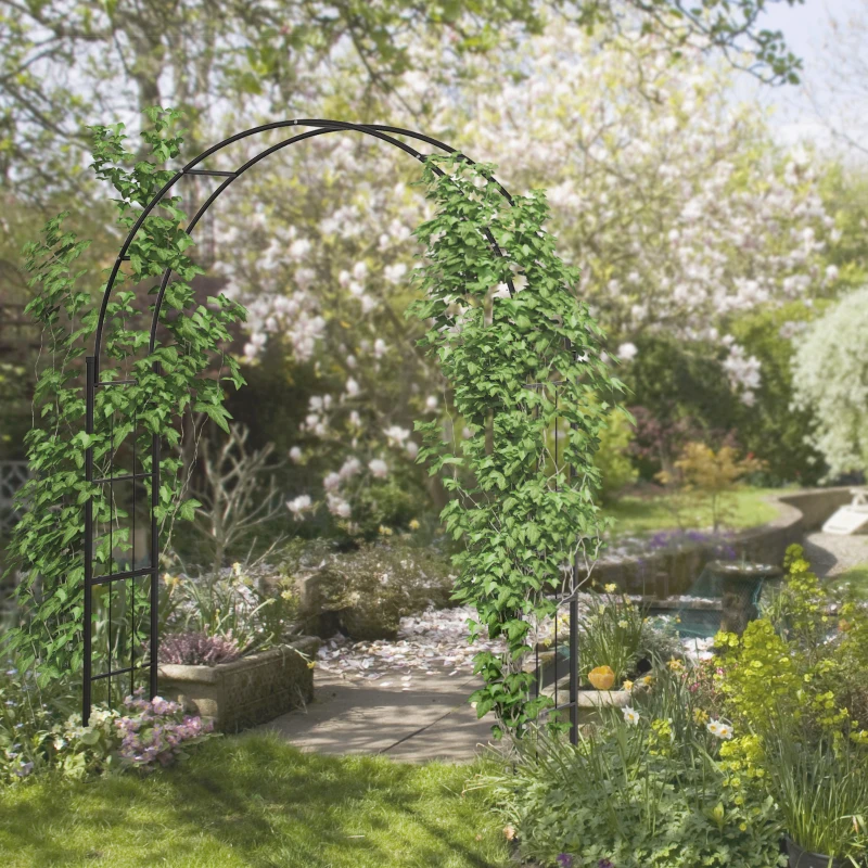Outsunny 223cm Garden Arch Trellis, Outdoor Wedding Arbor for Ceremony for Climbing Roses, Vines and Plants