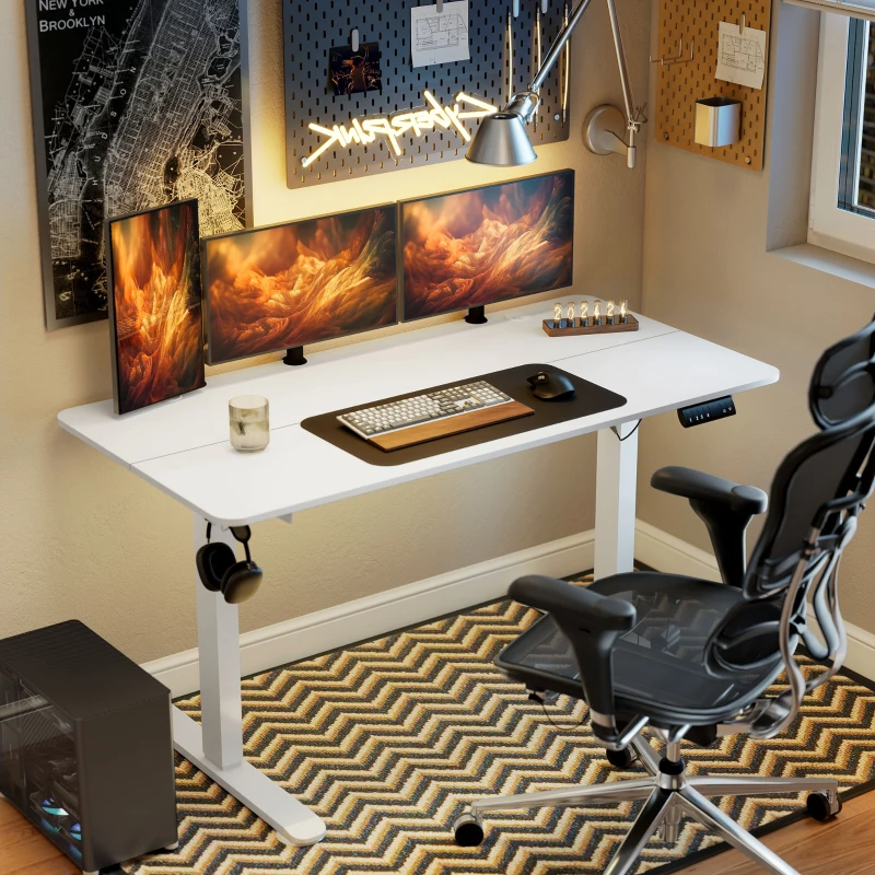 Vinsetto Scrivania elettrica regolabile in altezza per computer, 140x70x116 cm, Bianco