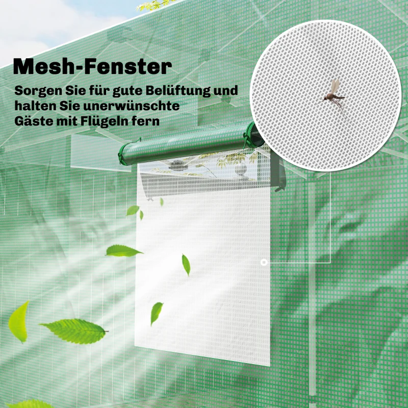 Outsunny Pop Up Gewächshaus ca. 200x300x270 cm Faltbar Foliengewächshaus mit Satteldach Reißverschlusstüren und -fenstern