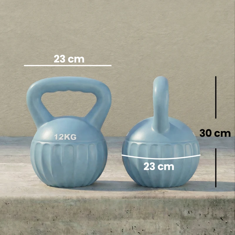SPORTNOW Kettlebell 12 kg, haltere com alça Antiderrapante, haltere em forma de bola, musculação, treino, para ginásio, azul