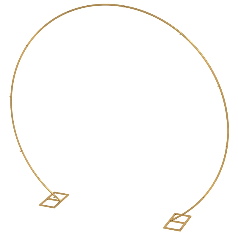 Outsunny 280cm Gold Backdrop Stand, Round Metal Wedding Arch for Birthday Party, Bridal Shower, Graduation, Ceremony