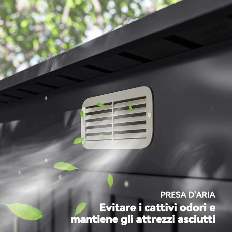 Outsunny Capanno Porta Attrezzi con Chiavistello, in Acciaio Zincato, 249x121x183 cm, Grigio