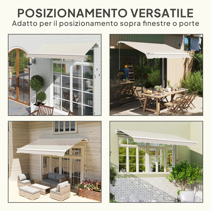 Outsunny Telo di Ricambio per Tenda Parasole Retrattile 3x2.5 m in Poliestere Anti UV 50+ Crema