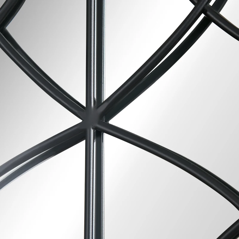 HOMCOM Specchio da Parete ad Arco con Dettagli Moderni e Ganci, in Legno e Vetro, 60x93 cm, Marrone e Nero