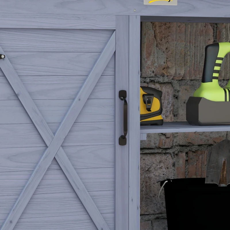 Outsunny Tavolo da giardino con armadietto e piano in alluminio, 112x47x146 cm, Grigio