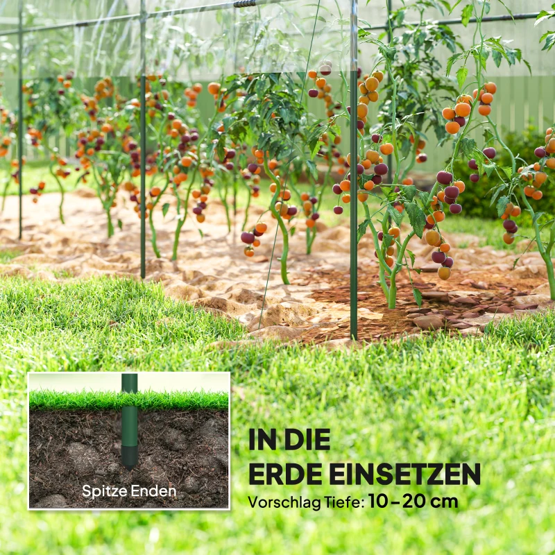 Outsunny Gewächshaus winterfest Foliengewächshaus mit Bogendach, Erdanker Treibhaus 400 x 120 x 170cm Transparent