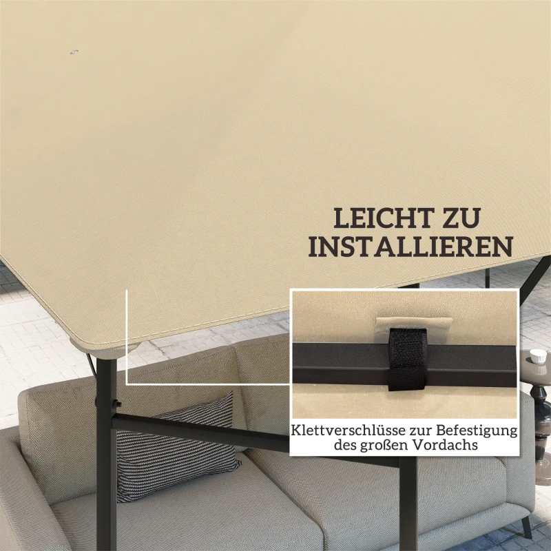 Outsunny Ersatzdach für Pavillon 3 x 3 m wasserabweisend Pavillondach UPF30+ Ersatzbezug Oxford-Stoff, 370 g/m², Beige