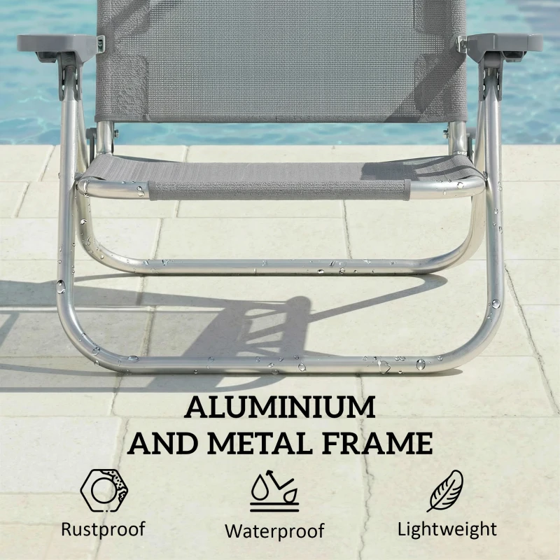 Outsunny Chaise lounge d'extérieur, transat pliant inclinable avec 6 positions.