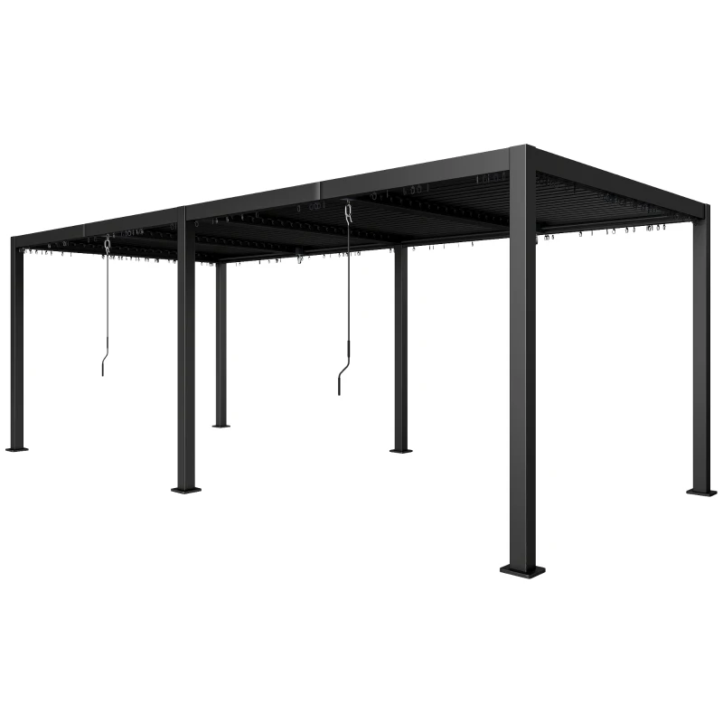 Outsunny Pergola con tetto a lamelle regolabili, 3x6 m, Grigio scuro