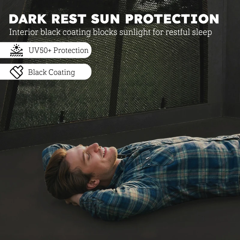 Outsunny Pop Up Tent 3000mm Waterproof Instant Camping Tent 3-4 Person with 2 Doors 4 Windows Khaki