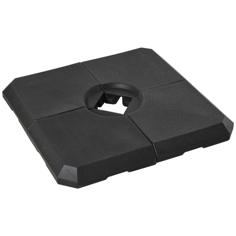 Outsunny Schirmgewicht, 4-tlg. Schirmständer, mit 80 kg Wasser oder 120 kg Sand befüllbar, HDPE, Schwarz, 100 x 100 x 9,5 cm