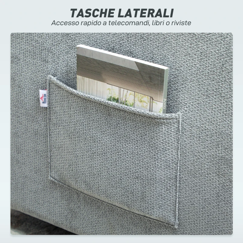 HOMCOM Poltrona Letto 3 in 1 con Schienale Reclinabile e Cuscino, Rivestimento in Ciniglia, 88x84x87 cm, Grigio