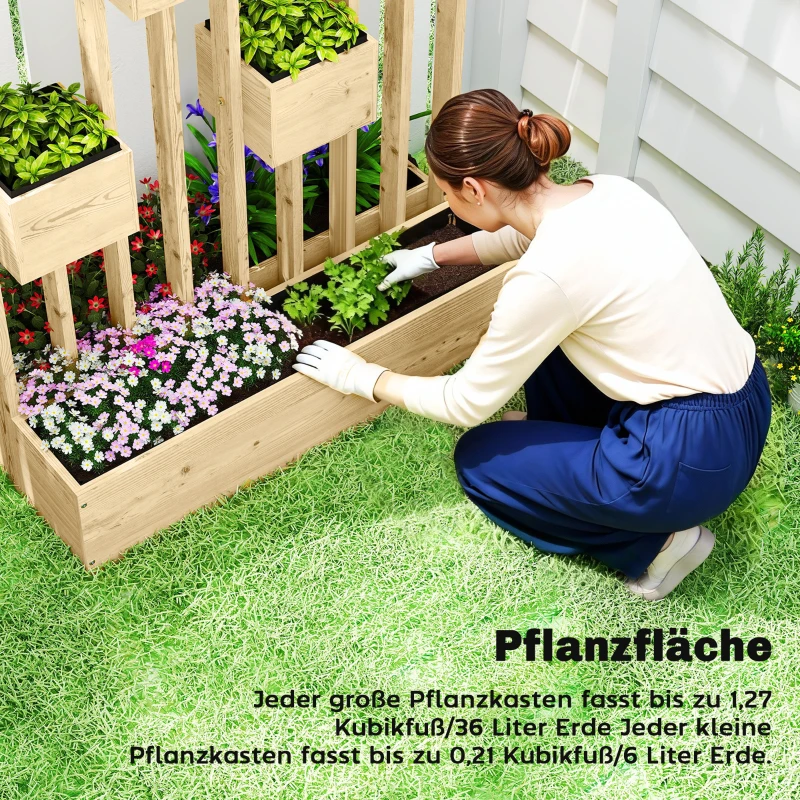 Outsunny Hochbeet mit Rankgitter Körbe, Holz Pflanzkasten Pflanzkübel Blumenkasten, 90 x 45 x 170 cm