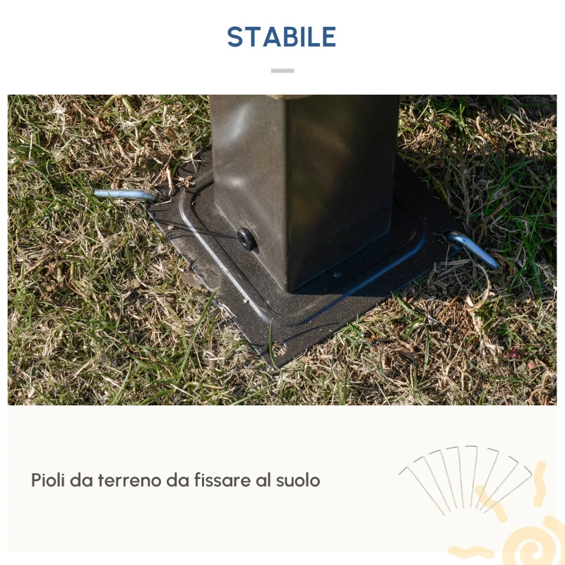 Outsunny Gazebo da Giardino con Struttura in Alluminio, Tetto in Policarbonato, Impermeabile UV 60+, Pareti laterali 3 x 3 m, Grigio Scuro