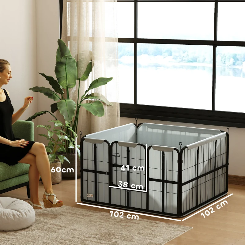 PawHut Steel Dog Whelping Box with Washable Whelping Pad, Wind-Resistant Cloth, for Small, Medium Dogs, 102 x 102 x 60cm