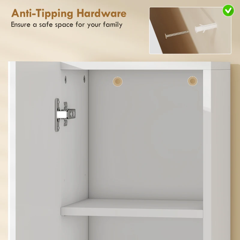 HOMCOM szafka łazienkowa, stojąca z 2 drzwiczkami i otwartą półką, biała