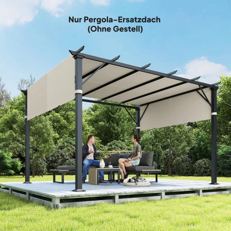 Outsunny Ersatzdach für Pergola mit UV-Schutz, Sonnensegel für Terrassenüberdachung für 3 x 3 m Pavillon, Cremeweiß