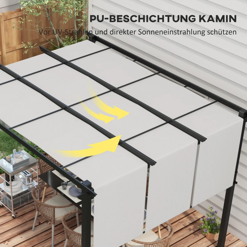 Outsunny Markise Sonnenschutz. Pergola, wetterbeständig,  inkl. Befestigungsmaterial, 3 x 3,5 m, Dunkelgrau