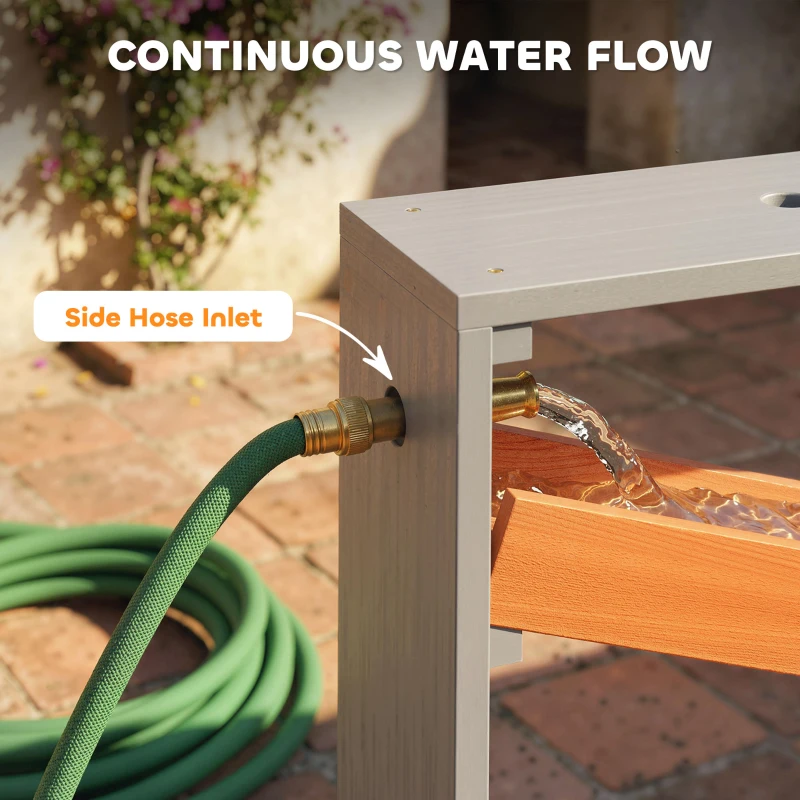 AIYAPLAY Zand- en Watertafel, Houten Watertafel, Speeltafel met Waterbaan, 2 Bakken Zandbak voor Kinderen van 3-8 Jaar Grijs