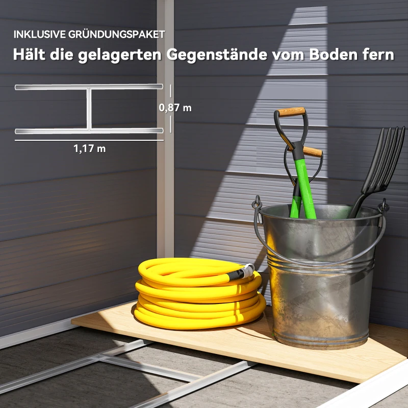 Outsunny Gerätehaus, 1,1m², Gartenhaus mit Satteldach, 133 x 102 x 180/208 cm