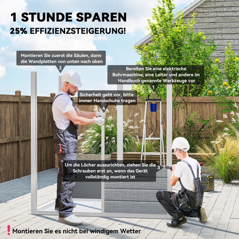 Outsunny Gerätehaus 1,9m² 182 x 121 x 200cm Geräteschuppen mit Satteldach Boden Abschließbarer Tür