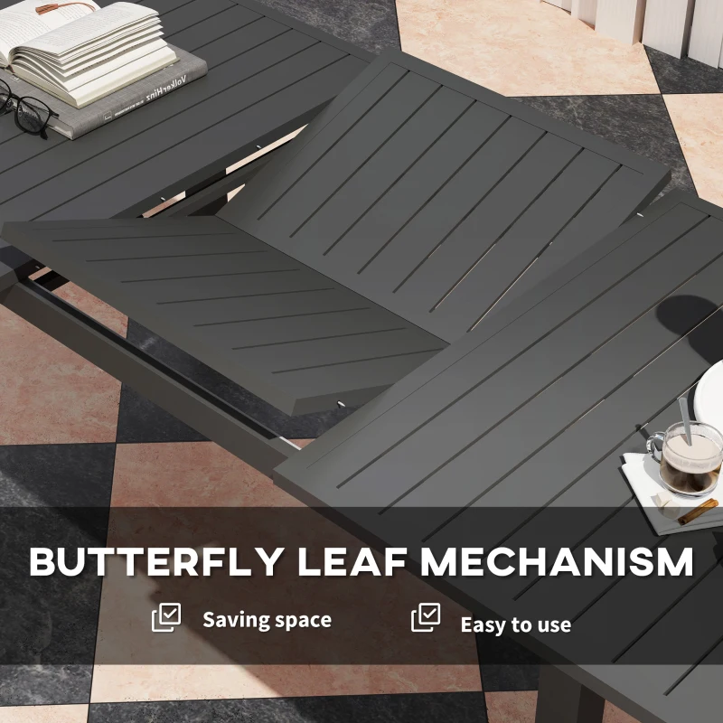 Outsunny Stół ogrodowy rozkładany 160/220x90 cm, aluminiowy, odporny na warunki atmosferyczne