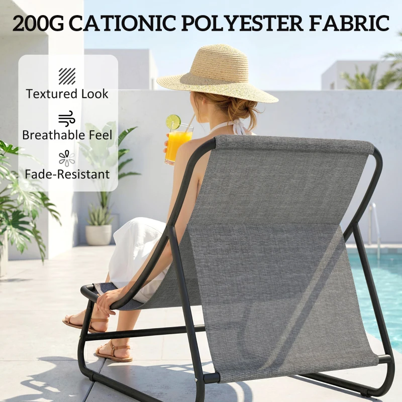 Outsunny Loungesessel Outdoor Balkonsessel met Voetenbank 13 cm dik kussen antislip voeten Donkergrijs