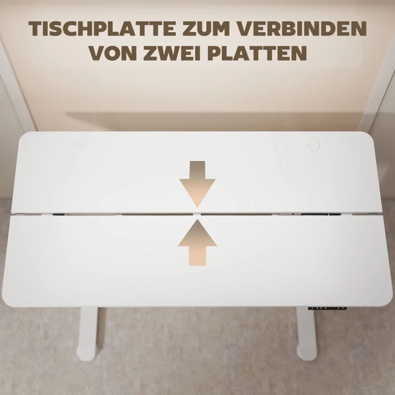 Vinsetto Scrivania elettrica regolabile in altezza per computer, 140x70x116 cm, Bianco